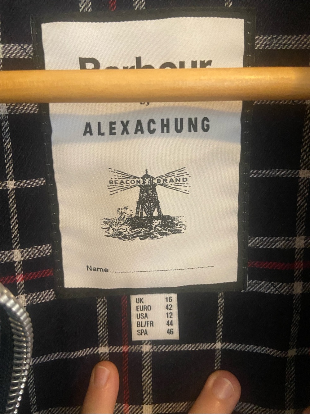 Alexa Chung Barbour Waxed Cotton Jacket with Black Corduroy Collar - Picture 7 of 16